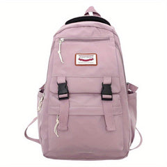 Letter Patch Decor Backpack Preppy Style Lightweight Travel Bookbag