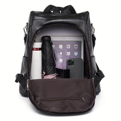 Functional PU Leather Backpack Purse Anti-theft Travel School Bag