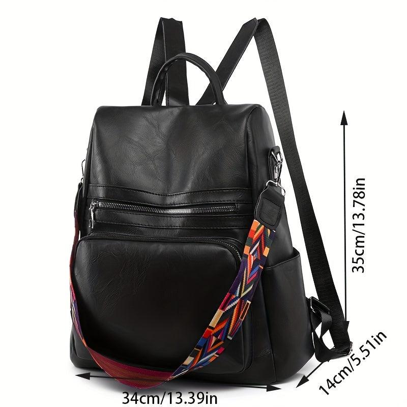 Functional PU Leather Backpack Purse Anti-theft Travel School Bag