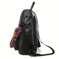 Functional PU Leather Backpack Purse Anti-theft Travel School Bag