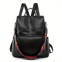 Functional PU Leather Backpack Purse Anti-theft Travel School Bag