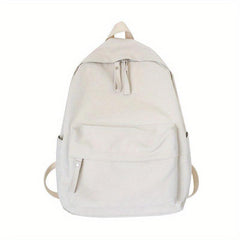 Solid Backpack Casual Versatile School Bag Women's