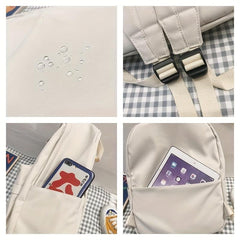 Solid Backpack Casual Versatile School Bag Women's