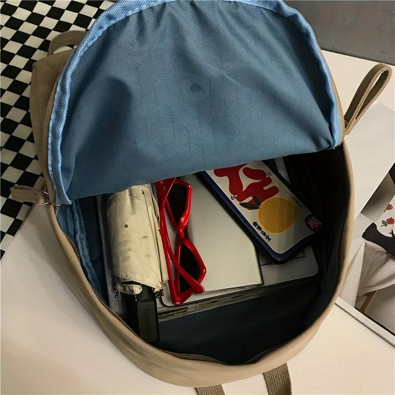 Solid Backpack Casual Versatile School Bag Women's