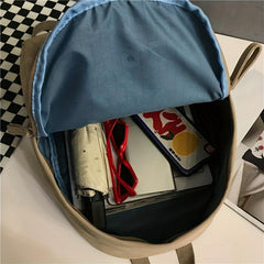 Solid Backpack Casual Versatile School Bag Women's