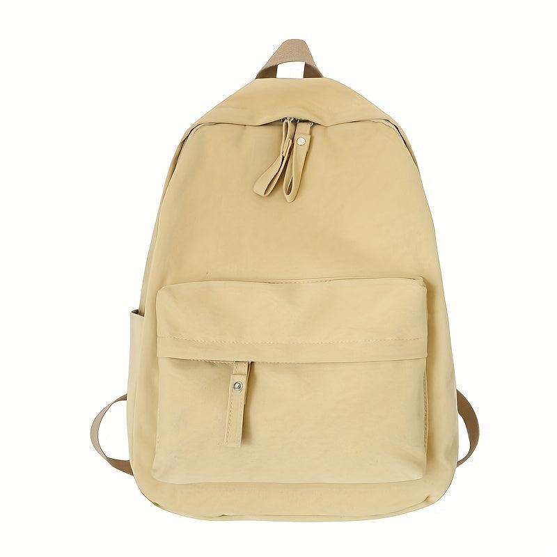 Solid Backpack Casual Versatile School Bag Women's