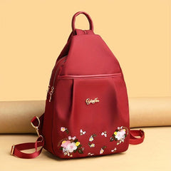 Embroidery Flower Sling Backpack Lightweight Travel Chest Bag
