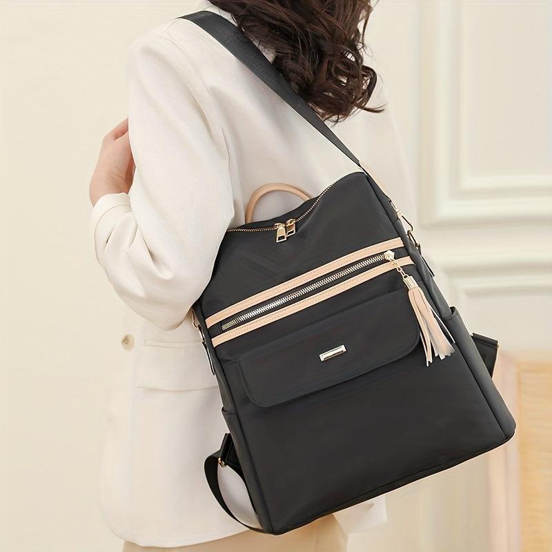 Tassel Large Capacity Preppy Backpack Nylon Lightweight School Travel Bag