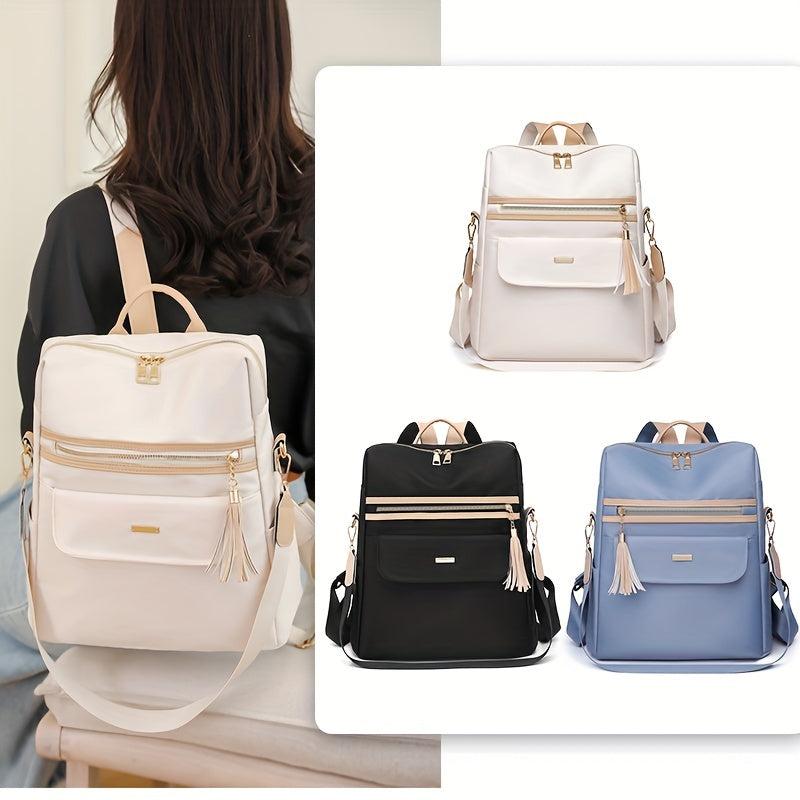 Tassel Large Capacity Preppy Backpack Nylon Lightweight School Travel Bag