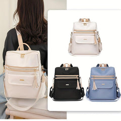 Tassel Large Capacity Preppy Backpack Nylon Lightweight School Travel Bag