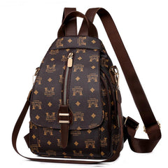 Leopard Pattern Flap Backpack Vintage School Bag for Women