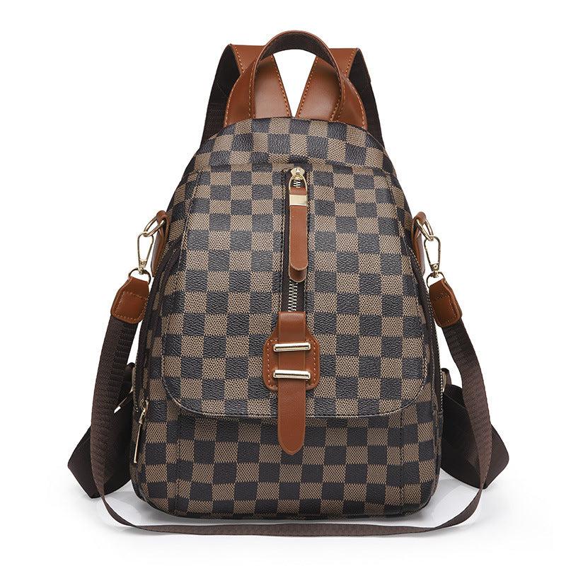 Leopard Pattern Flap Backpack Vintage School Bag for Women
