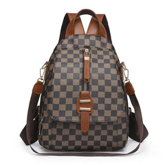 Leopard Pattern Flap Backpack Vintage School Bag for Women