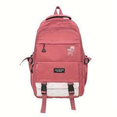Nylon Laptop Backpack Contrast Schoolbag Large Capacity Travel Rucksack