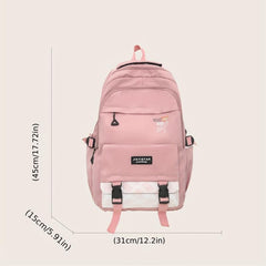 Nylon Laptop Backpack Contrast Schoolbag Large Capacity Travel Rucksack