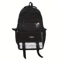 Nylon Laptop Backpack Contrast Schoolbag Large Capacity Travel Rucksack