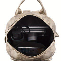 Retro Style Argyle Pattern Backpack Faux Leather Travel School Bag