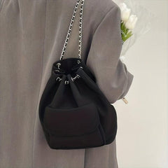 Casual Backpack Drawstring Rucksack With Chain Strap Women's Storage Bag