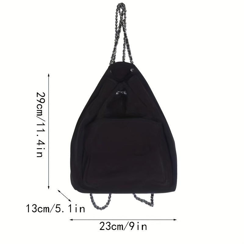 Casual Backpack Drawstring Rucksack With Chain Strap Women's Storage Bag