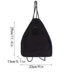 Casual Backpack Drawstring Rucksack With Chain Strap Women's Storage Bag