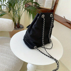 Casual Backpack Drawstring Rucksack With Chain Strap Women's Storage Bag