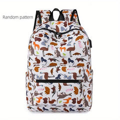 Animal Print Backpack Lightweight Schoolbag Outdoor Travel Bag