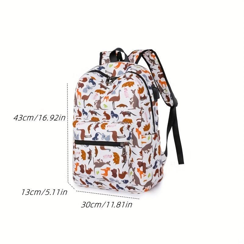 Animal Print Backpack Lightweight Schoolbag Outdoor Travel Bag