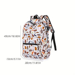 Animal Print Backpack Lightweight Schoolbag Outdoor Travel Bag
