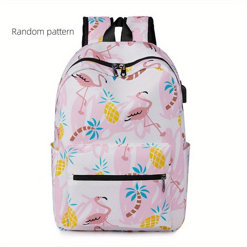 Animal Print Backpack Lightweight Schoolbag Outdoor Travel Bag