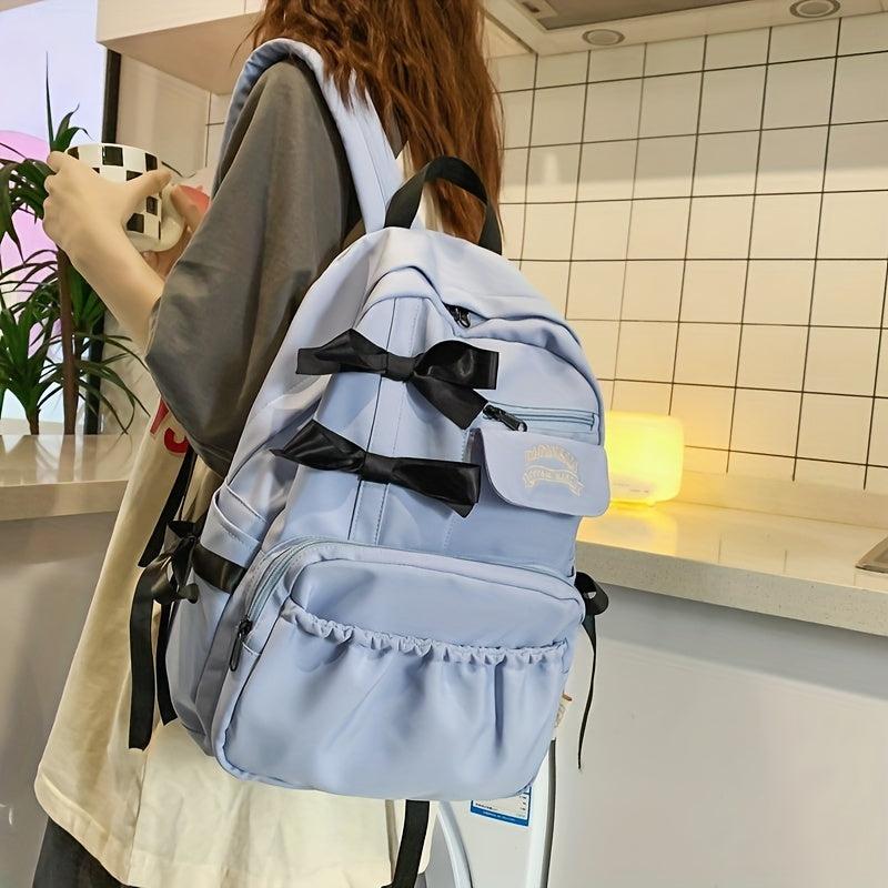 Bow Decor Large Capacity Backpack Waterproof Lightweight School Travel Bag