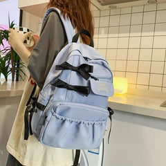 Bow Decor Large Capacity Backpack Waterproof Lightweight School Travel Bag