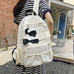Bow Decor Large Capacity Backpack Waterproof Lightweight School Travel Bag