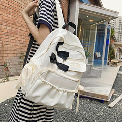 Bow Decor Large Capacity Backpack Waterproof Lightweight School Travel Bag