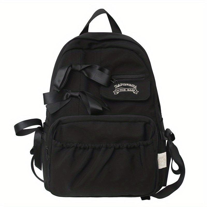 Bow Decor Large Capacity Backpack Waterproof Lightweight School Travel Bag