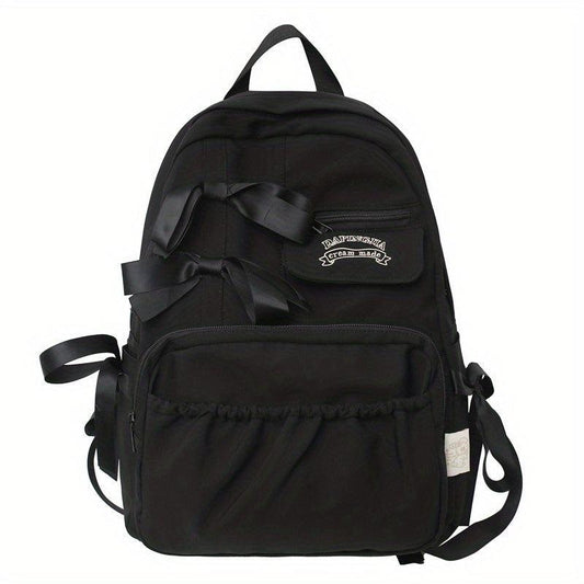 Bow Decor Large Capacity Backpack Waterproof Lightweight School Travel Bag