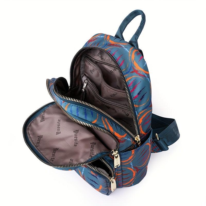 Classic Vintage Pattern Backpack Zipper Casual Storage Rucksack Women's