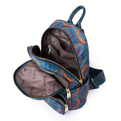 Classic Vintage Pattern Backpack Zipper Casual Storage Rucksack Women's