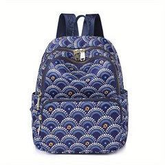 Classic Vintage Pattern Backpack Zipper Casual Storage Rucksack Women's