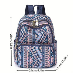 Classic Vintage Pattern Backpack Zipper Casual Storage Rucksack Women's