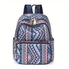 Classic Vintage Pattern Backpack Zipper Casual Storage Rucksack Women's