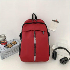 Letter Zipper Front Backpack Casual Nylon School Bag Large Capacity