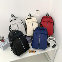 Letter Zipper Front Backpack Casual Nylon School Bag Large Capacity