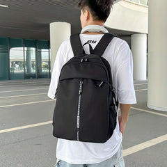 Letter Zipper Front Backpack Casual Nylon School Bag Large Capacity
