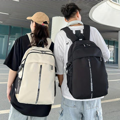 Letter Zipper Front Backpack Casual Nylon School Bag Large Capacity