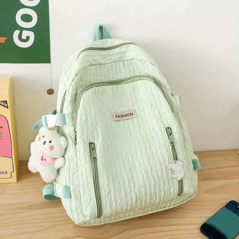 Large Capacity Casual Backpack Solid Zipper Knapsack Travel Schoolbag