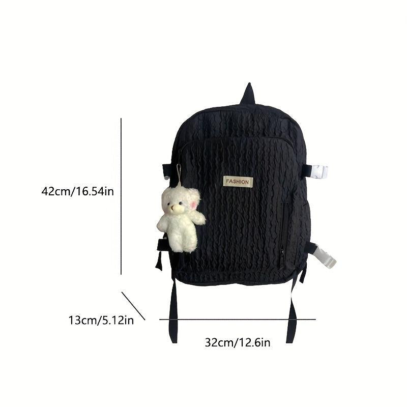 Large Capacity Casual Backpack Solid Zipper Knapsack Travel Schoolbag
