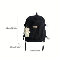 Large Capacity Casual Backpack Solid Zipper Knapsack Travel Schoolbag