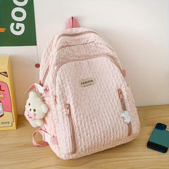 Large Capacity Casual Backpack Solid Zipper Knapsack Travel Schoolbag
