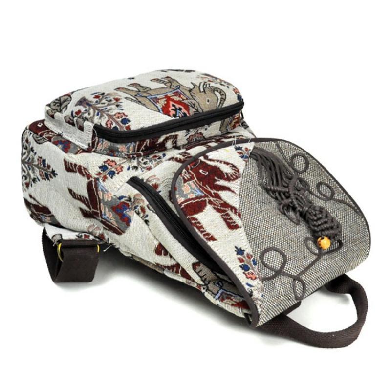 Women's Travel Backpack with Handwoven Accessories