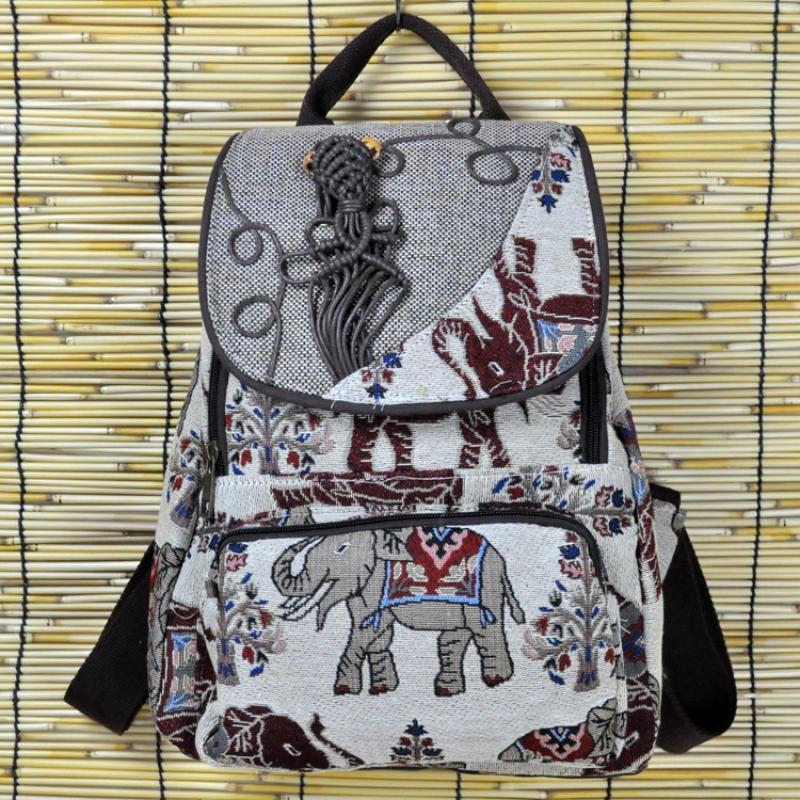 Women's Travel Backpack with Handwoven Accessories